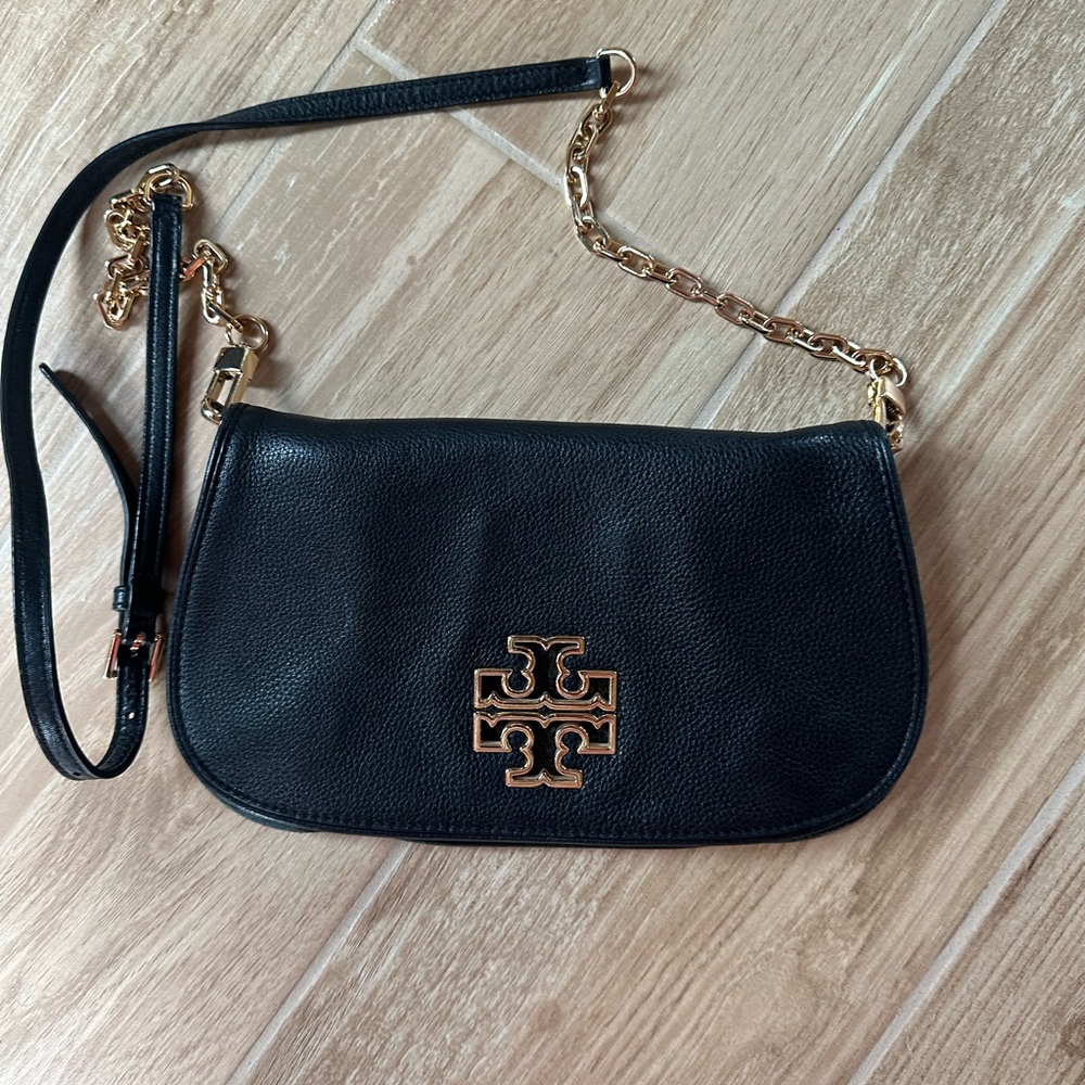 Tory Burch Britten Convertible Clutch, Black/Gold - Picture 2 of 6